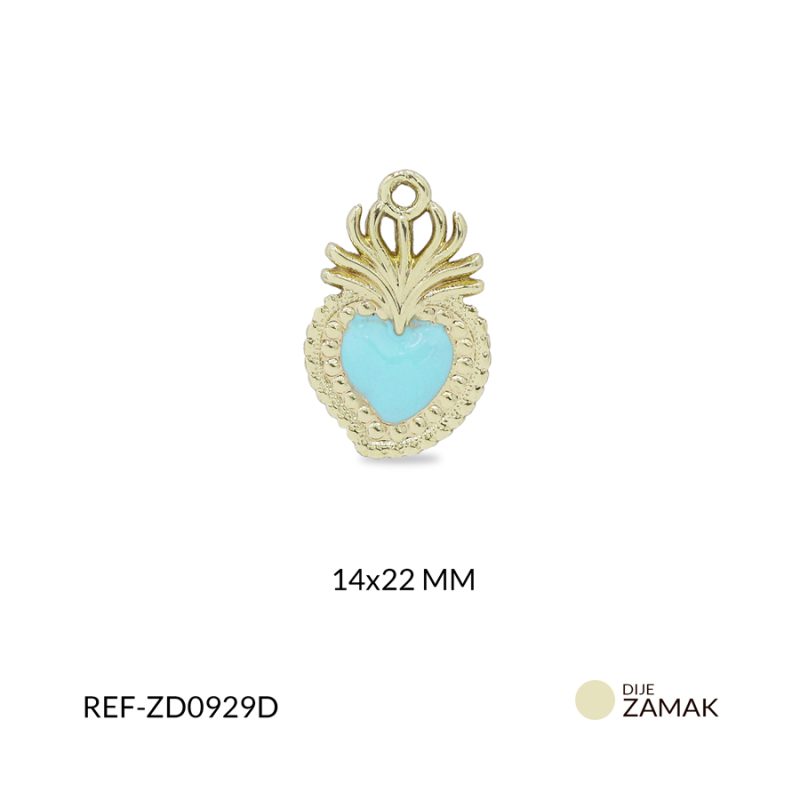 Dije zamak sagrado corazón resina verde a 14x22mm / x unidad / Ref-ZD0929D / Ref-ZD0929D