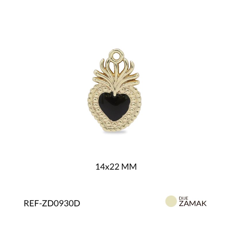 Dije zamak sagrado corazón resina negra 14x22mm / x unidad / Ref-ZD0930D / Ref-ZD0930D