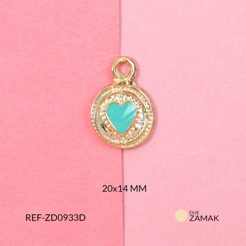 Dije zamak circulo corazón resina verde 20x14mm / x unidad / Ref-ZD0933D / Ref-ZD0933D
