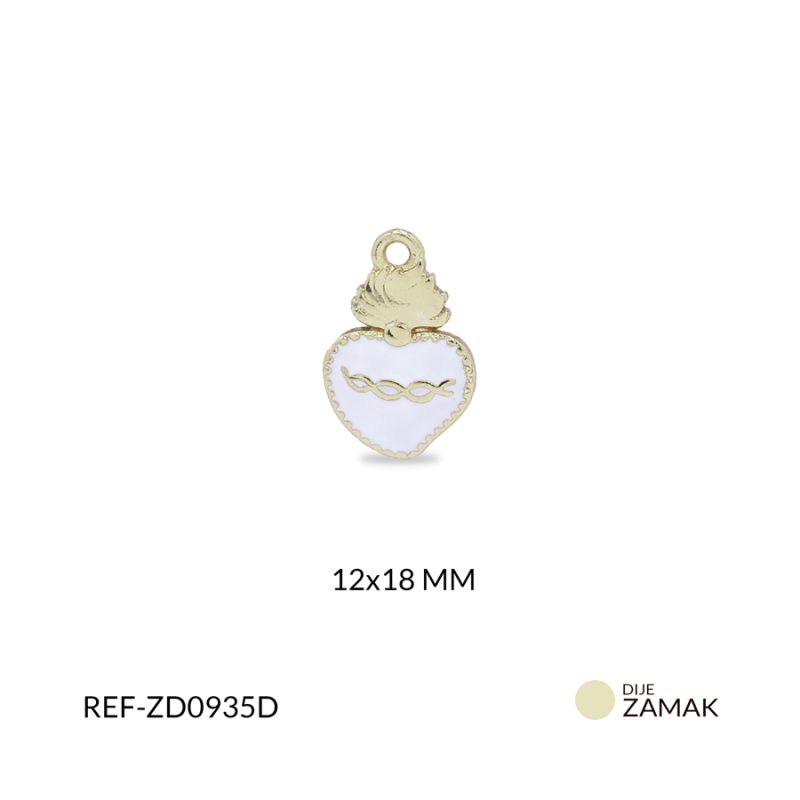 Dije zamak sagrado corazón arco dorado resina blanca 12x18mm / x unidad / Ref-ZD0935D / Ref-ZD0935D
