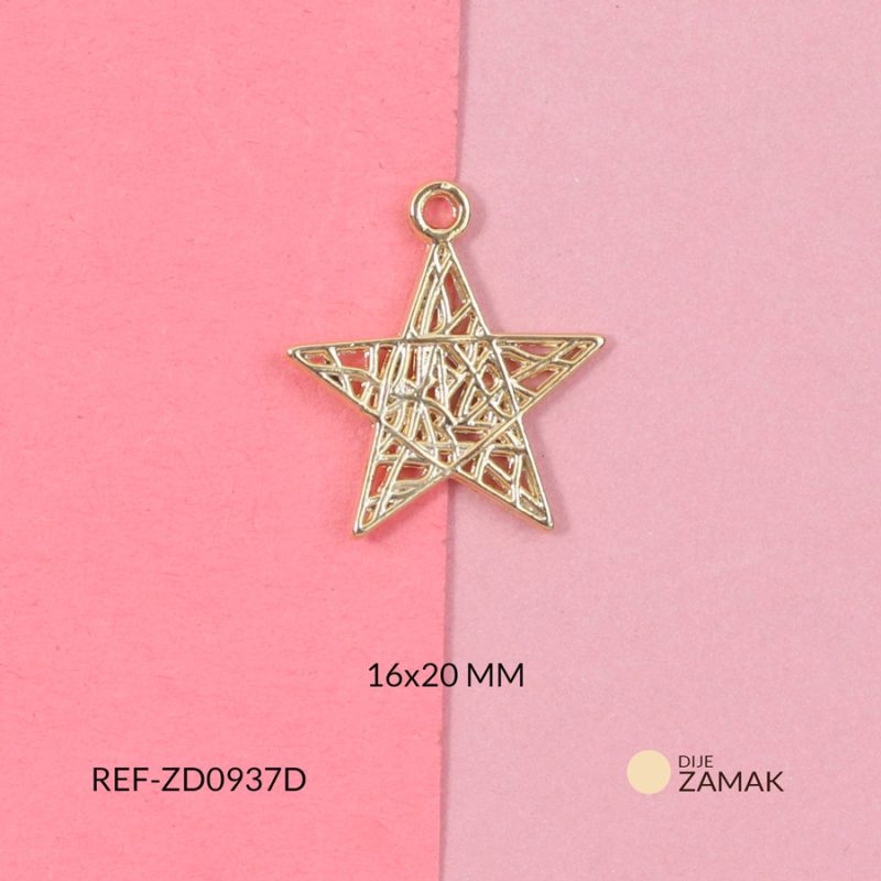 Dije zamak estrella filigrana 16x20mm / x unidad / Ref-ZD0937D / Ref-ZD0937D