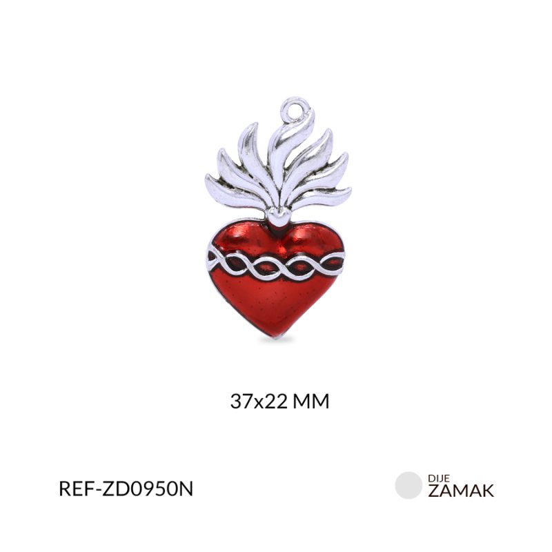 Dije zamak sagrado corazón resina roja 37x22mm / x unidad / ref-ZD0950N / ref-ZD0950N