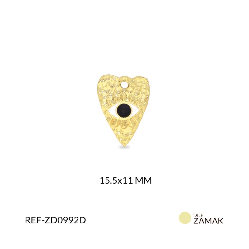 Dije zamak corazón ojo resina (blanco-negro) 15.5x11mm / x unidad / Ref-ZD0992D / Ref-ZD0992D