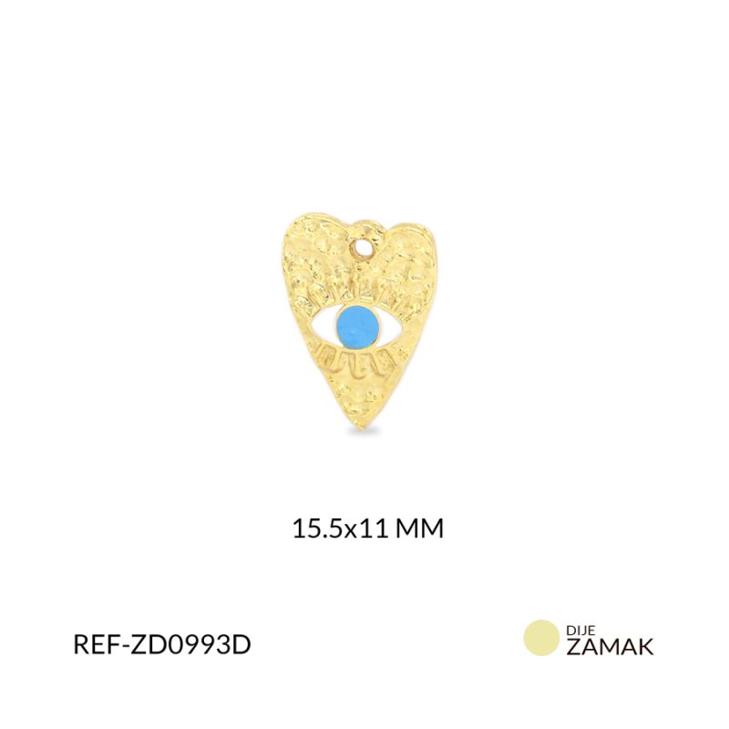 Dije zamak corazón ojo resina (blanco-azul) 15.5x11mm / x unidad / Ref-ZD0993D / Ref-ZD0993D
