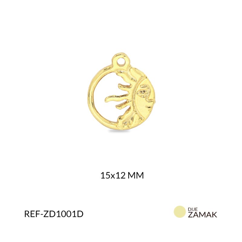 Dije zamak circulo sol 15x12mm / x unidad / Ref-ZD1001D / Ref-ZD1001D
