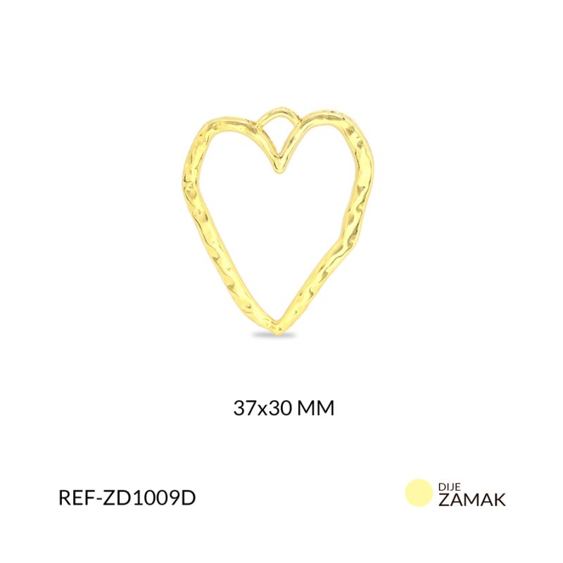 Dije zamak corazón silueta con textura 37x30mm / x unidad / Ref-ZD1009D / Ref-ZD1009D