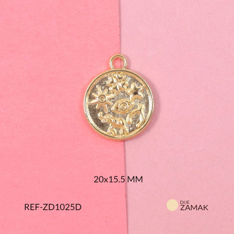 Dije zamak circulo sol luna estrella 20x15.5mm / x unidad / Ref-ZD1025D / Ref-ZD1025D