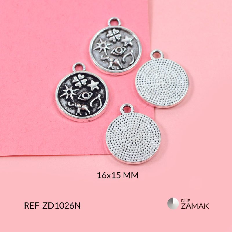 Dije zamak circulo amuleto de la fortuna 16x15mm / paquete x 12 unidades / Ref-ZD1026N / Ref-ZD1026N