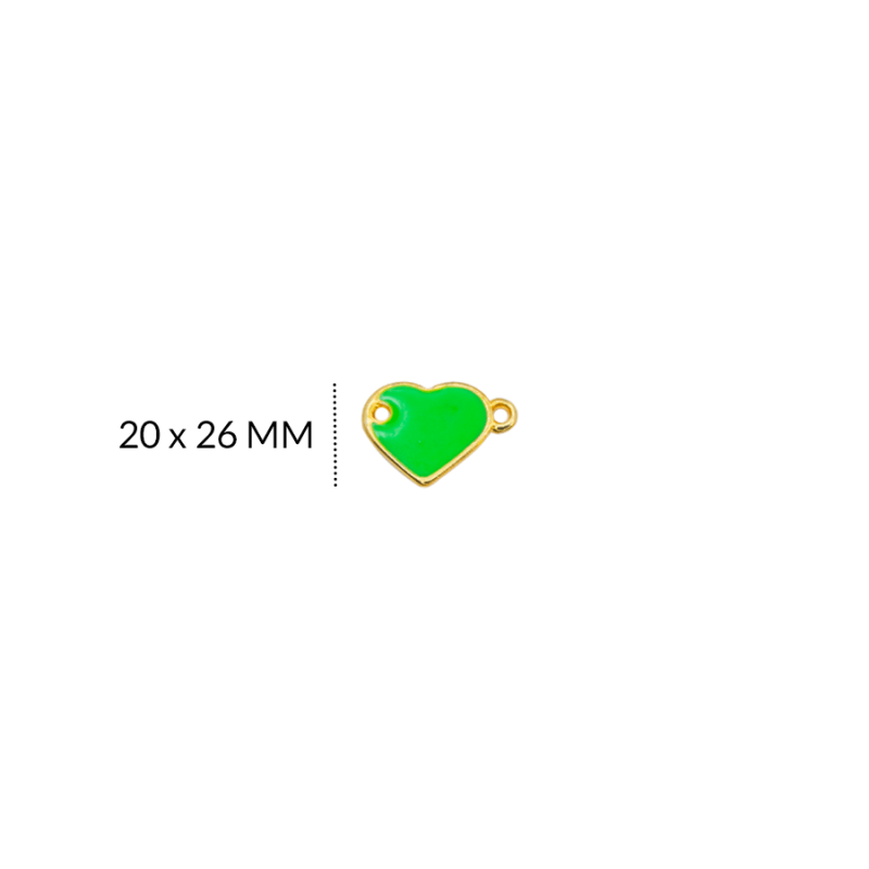 Dije zamak corazon pintado verde 20 x 26 mm color dorado / x und / REF-ZD0338Dverde