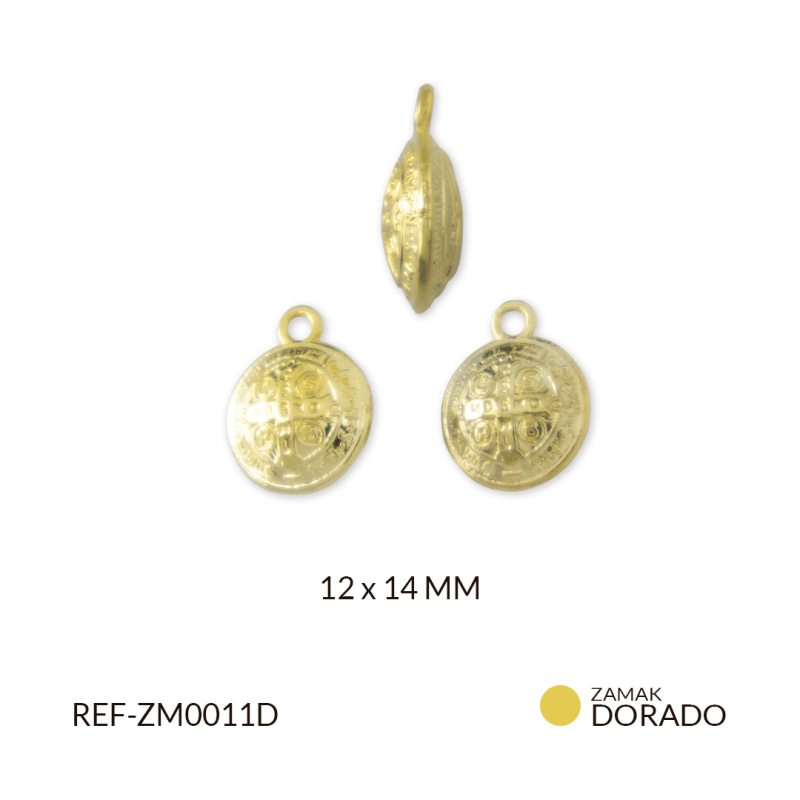 Medalla zamak San benito inflado 12 x 14 mm / Paquete x 3 und / Ref-ZM0011D