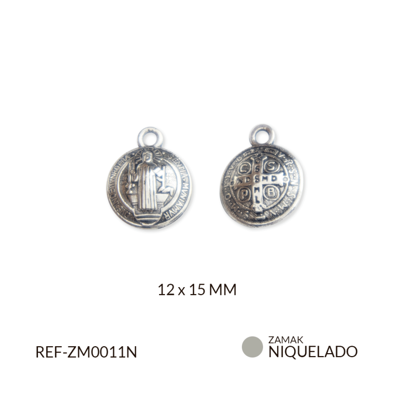 Medalla zamak San benito inflado 12x15mm / Paquete x 12 unidad / Ref-ZM0011N / Ref-ZM0011N