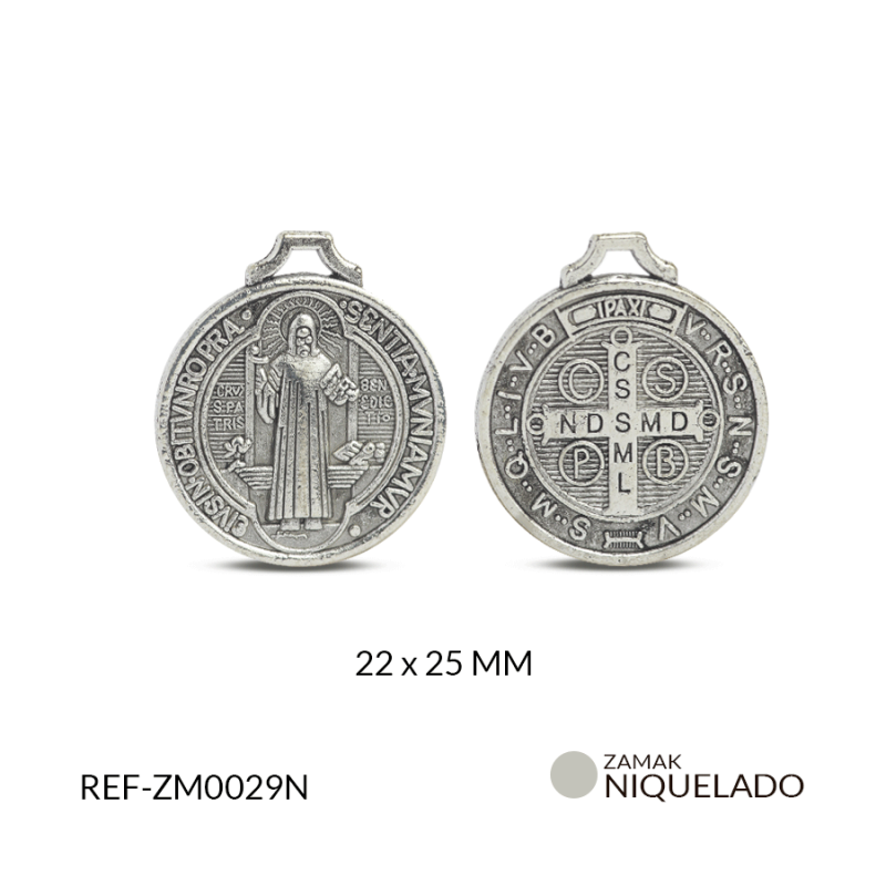 Medalla zamak San Benito 22*2 / paquete 6 und / Ref-ZM0029N / Ref-ZM0029N