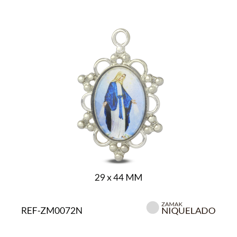 Medalla zamak ovalada calada Virgen Milagrosa resina 29x44mm / x unidad / Ref-ZM0072N / Ref-ZM0072N