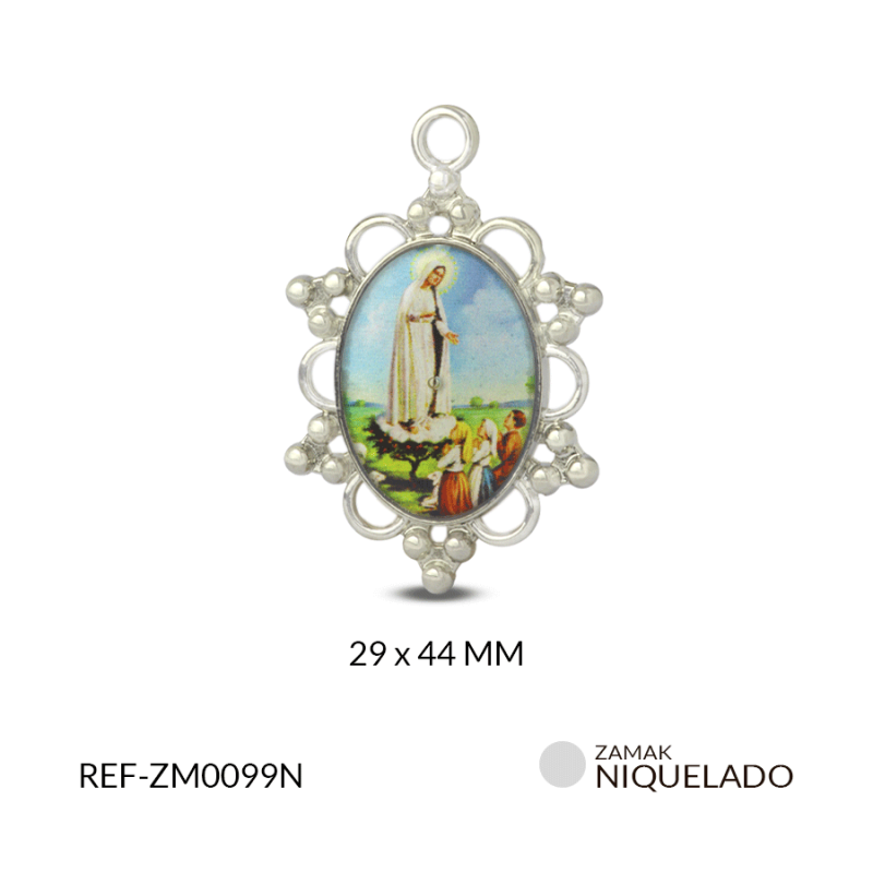 Medalla zamak ovalada calada Virgen de Fatima 29x44mm / x unidad / Ref-ZM0099N / Ref-ZM0099N