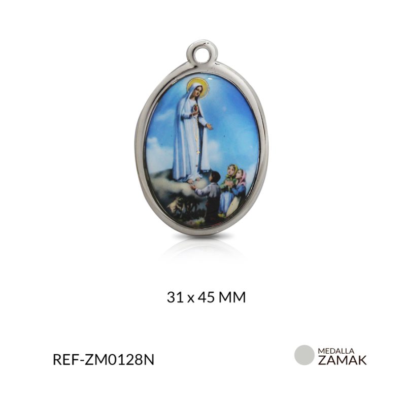 Medalla zamak grande ovalada nuestra señora de Fátima 31x45mm / x unidad / Ref-ZM0128N / Ref-ZM0128N