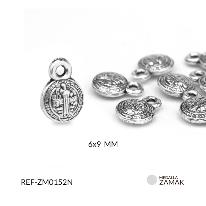 Medalla zamak San Benito 6x9mm / paquete x 12 unidades / Ref-ZM0152N / Ref-ZM0152N