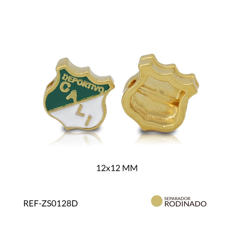 Separador zamak escudo deportivo cali 12mm color dorado / x unidad / Ref-ZS0128D / Ref-ZS0128D