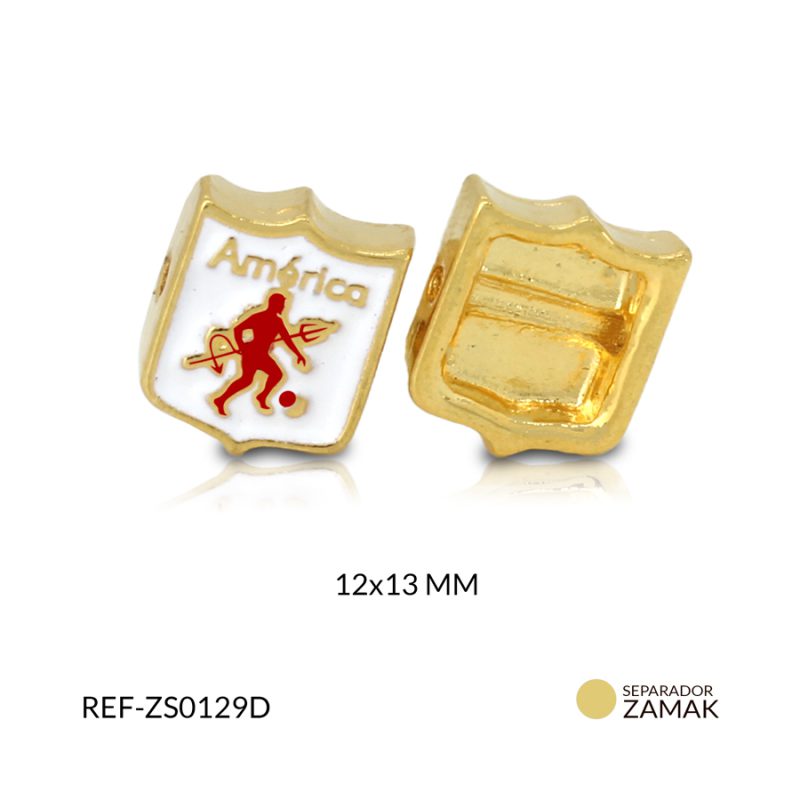 Separador zamak escudo america de cali 12mm color dorado / x unidad / Ref-ZS0129D / Ref-ZS0129D