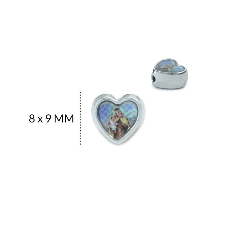 SEPARADOR ZAMAK VIRGEN DEL CARMEN CORAZON RESINADO / paquete x 6 und / REF-ZS0226N