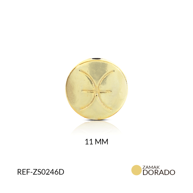 SEPARADOR ZAMAK DORADO SIGNO ZODIACAL PISCIS /PAQUETE x 3 UND /11MM / Ref-ZS0246D