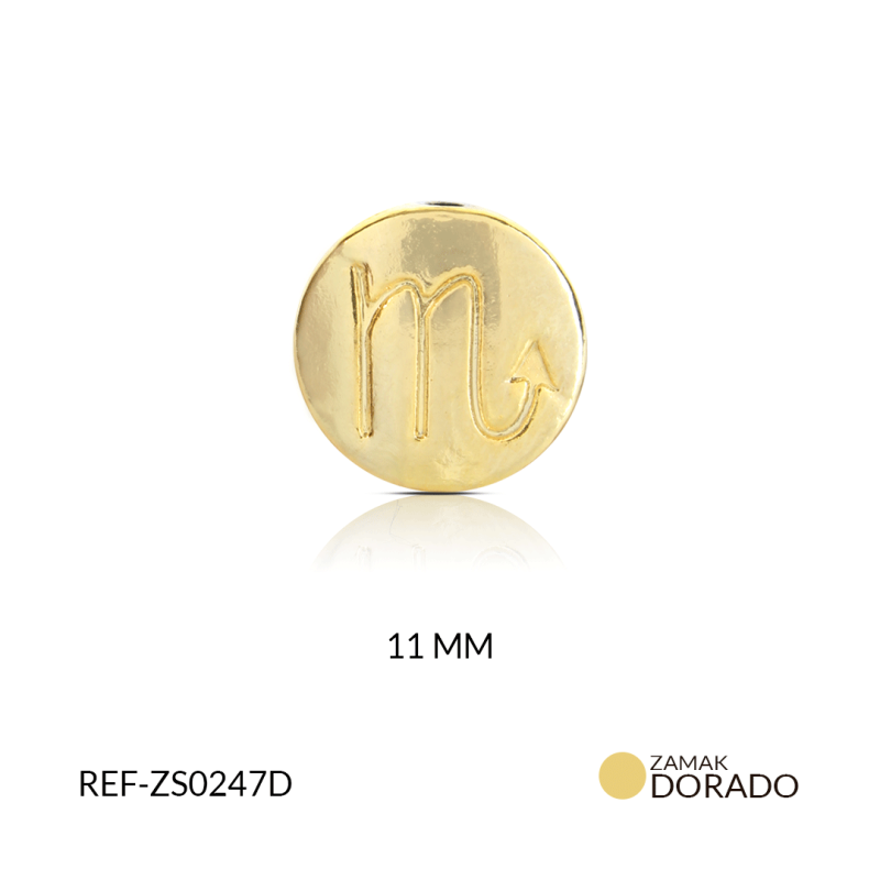 Separador Zamak signo zodiacal escorpio color dorado 11 mm / paquete x 3 und / REF-ZS0247D