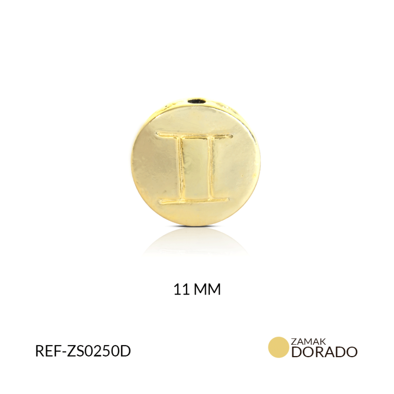 SEPARADOR ZAMAK DORADO SIGNO ZODIACA GEMINIS/PAQUETE x 3 UND/11mm / Ref-ZS0250D