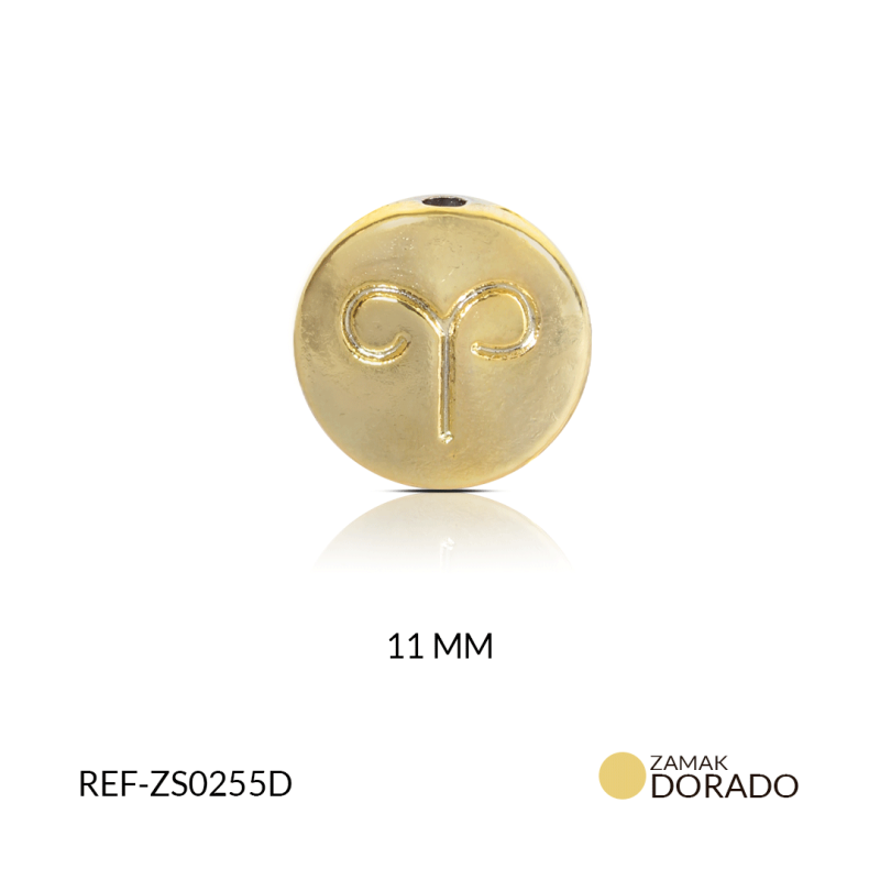 Separador Zamak dorado signo zodiacal aries 11 mm / Paquete x 3 und / REF-ZS0255D