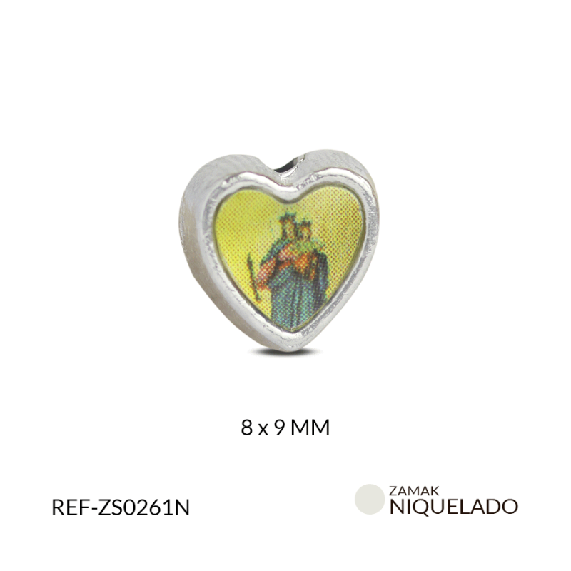 SEPARADOR ZAMAK VIRGEN MARIA AUXILIADORA CORAZON RESINADO 8x9MM / PAQUETE X 6 UND / Ref-ZS0261N