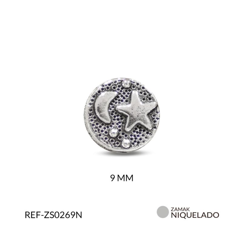 SEPARADOR ZAMAK CIRCULO ESTRELLA+LUNA 9MM / PAQUETE x 12 UND / Ref-ZS0269N