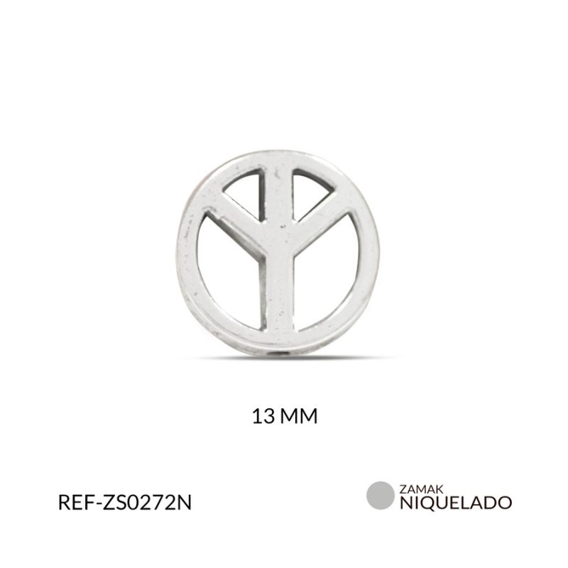 SEPARADOR ZAMAK CIRCULO SIMBOLO DE PAZ 13MM / PAQUETE x 12 UNIDADES / Ref-ZS0272N