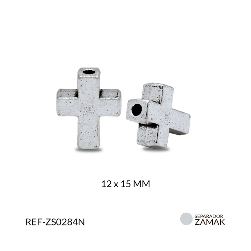Separador Zamak cruz lisa 12x15mm / paquete x 6 unidades / Ref-ZS0284N / Ref-ZS0284N