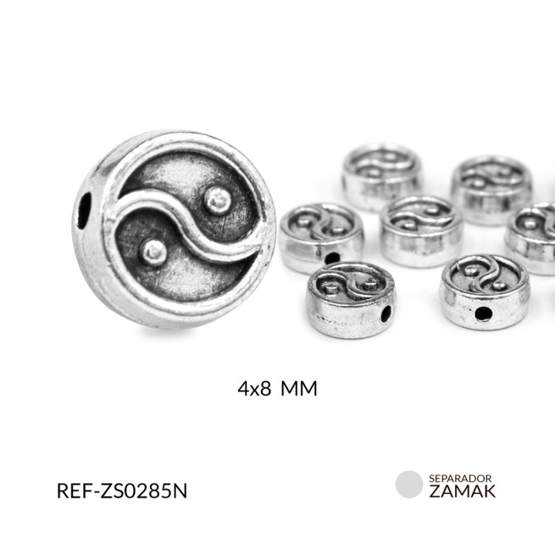 Separador zamak Yin Yang 8mm / paquete x 12 unidades / Ref-ZS0285N