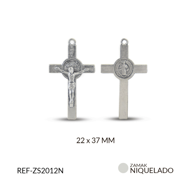Cruz zamak San Benito 22x37mm / paquete x 12 und / Ref-ZC2012N / Ref-ZC2012N